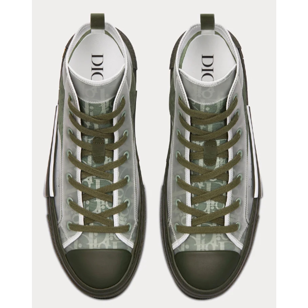 Dior Mens B23 Green Oblique Logo Transparent High Top Lace Up Flat Sneaker 44 11 - Picture 7 of 16